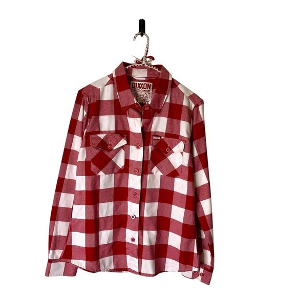 DIXXON Tops - DIXXON Womens Size Medium Red White Buffalo Plaid The Otto Flannel Shirt EUC